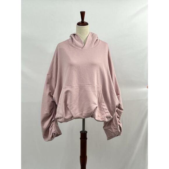 DRIES VAN NOTEN Sz L Large Light Pink Hannett Draped Hoodie Sweatshirt Pullover - Picture 9 of 11